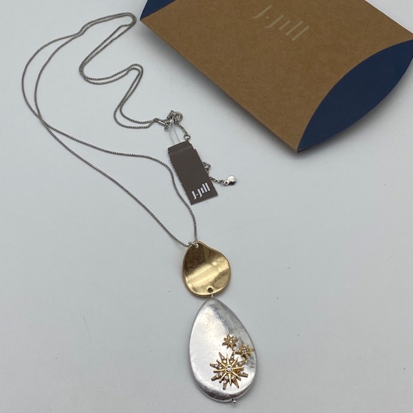 J.jill Winter Snow Drop Necklace In Silvertone,goldtone - Picture 10 of 10
